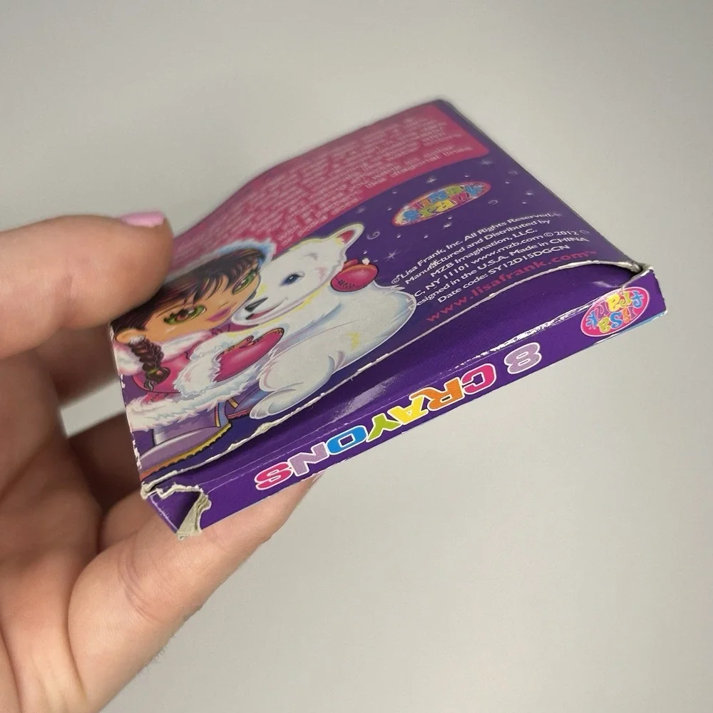 New Lisa Frank Crayons Box of 8 Happy Colors Vintage Rainbow Girl Polar Bear‎